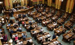 The Michigan gallery. Roughly of the lawmakers desk are empty