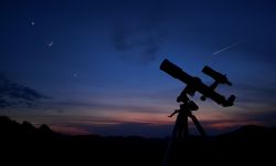 Astronomy telescope for observing Moon, planets, stars and other celestial objects of the universe.