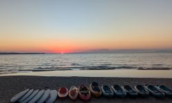 A sunset over Lake Michigan.