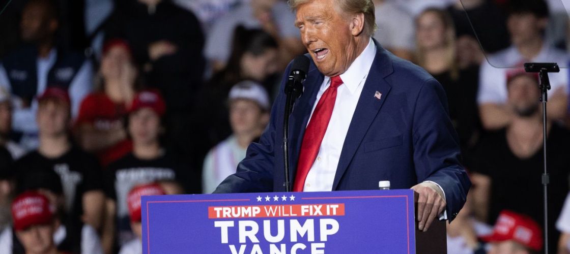 Donald Trump speaking to supporters in Grand Rapids