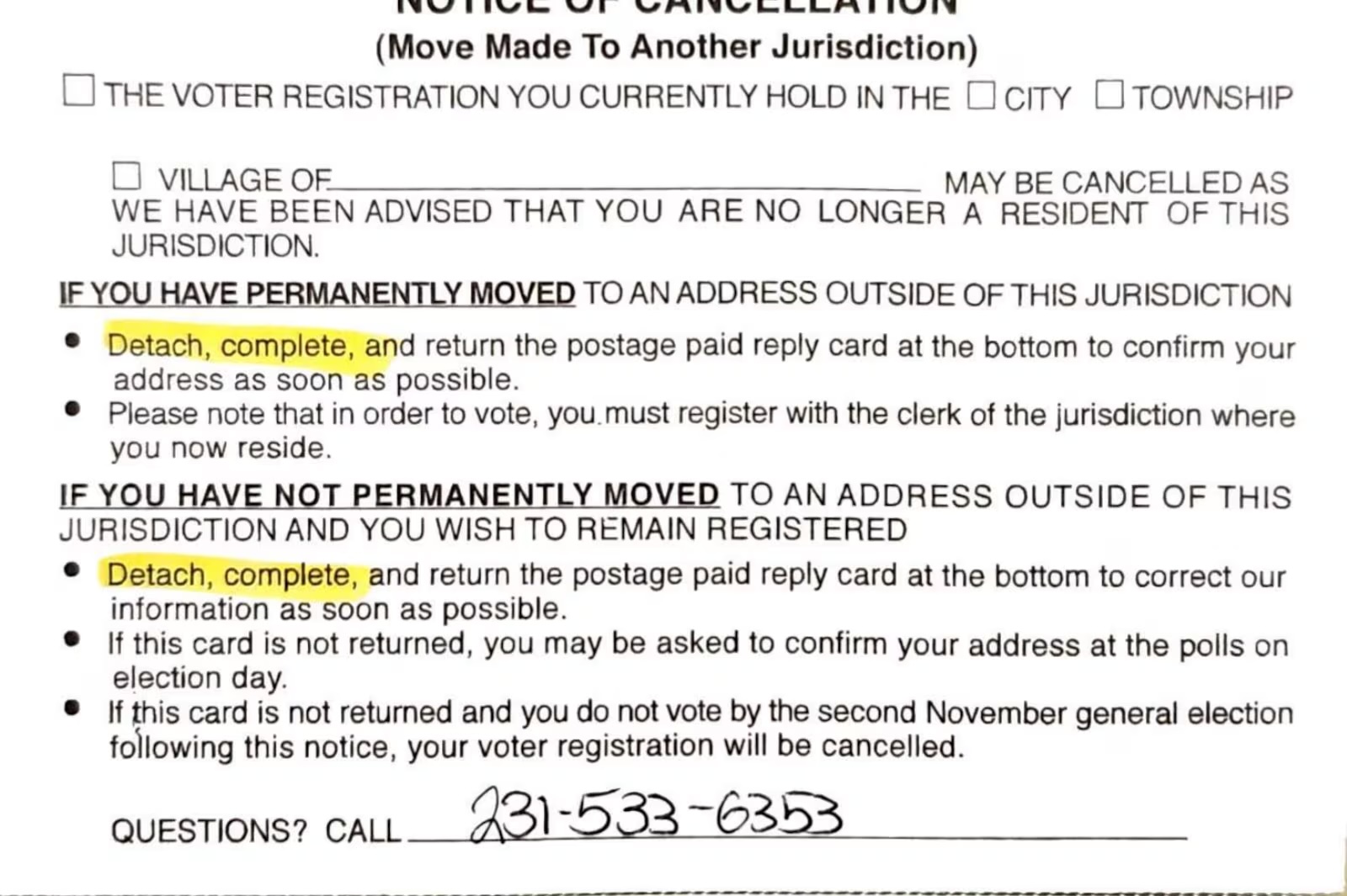 Michigan clerk’s ‘corrective audit’ confuses voters facing cancellation