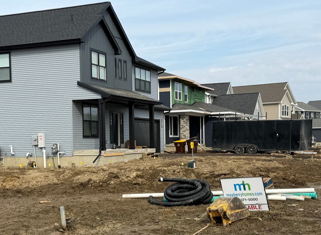 Homes being constructed in Lansing, Michigan.
