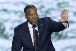 John James gestures while speaking